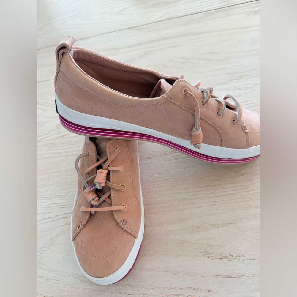 Sperry Women's Pink Leather Sneakers - Picture 2 of 7